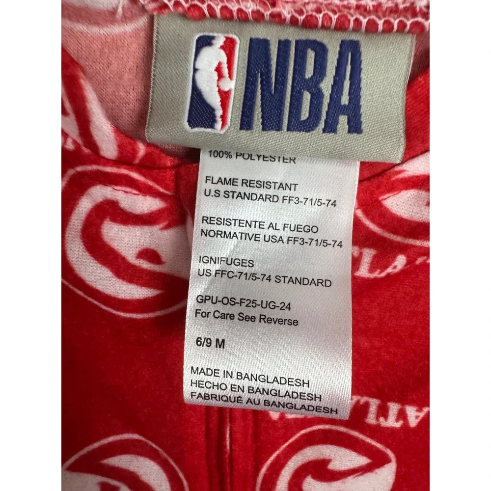 NBA Atlanta Hawks Red Fleece Footed Sleeper Pajamas Infant 6/9M NEW
